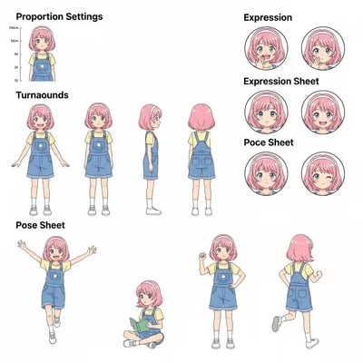 Anime Girl Character Sheet